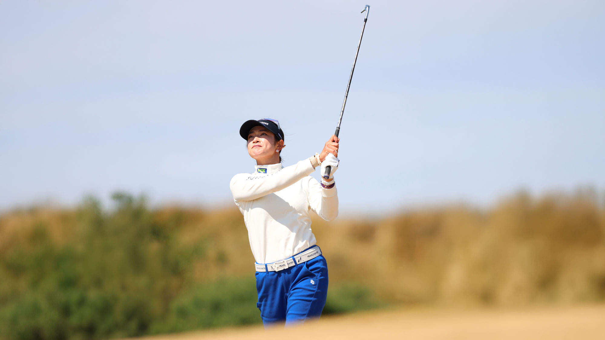 Erika Hara of Japan plays a shot on the 10th hole during the first round of the ISPS HANDA Women's Scottish Open 2026 at Dundonald Links Golf Course on July 23, 2026 in Troon, Scotland. 