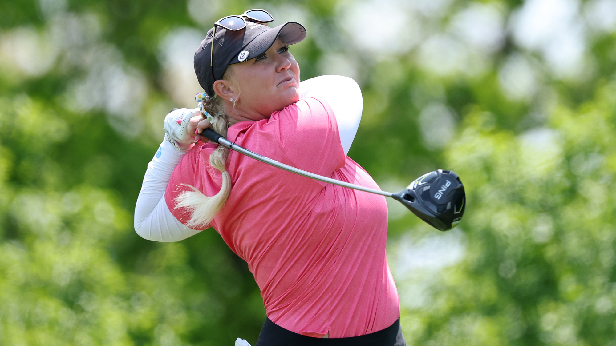 Hailee Cooper of the United States plays her shot from the fourth tee during the final round of the U.S. Women's Open presented by Ally 2025 at Erin Hills Golf Course on June 01, 2025 in Erin, Wisconsin.